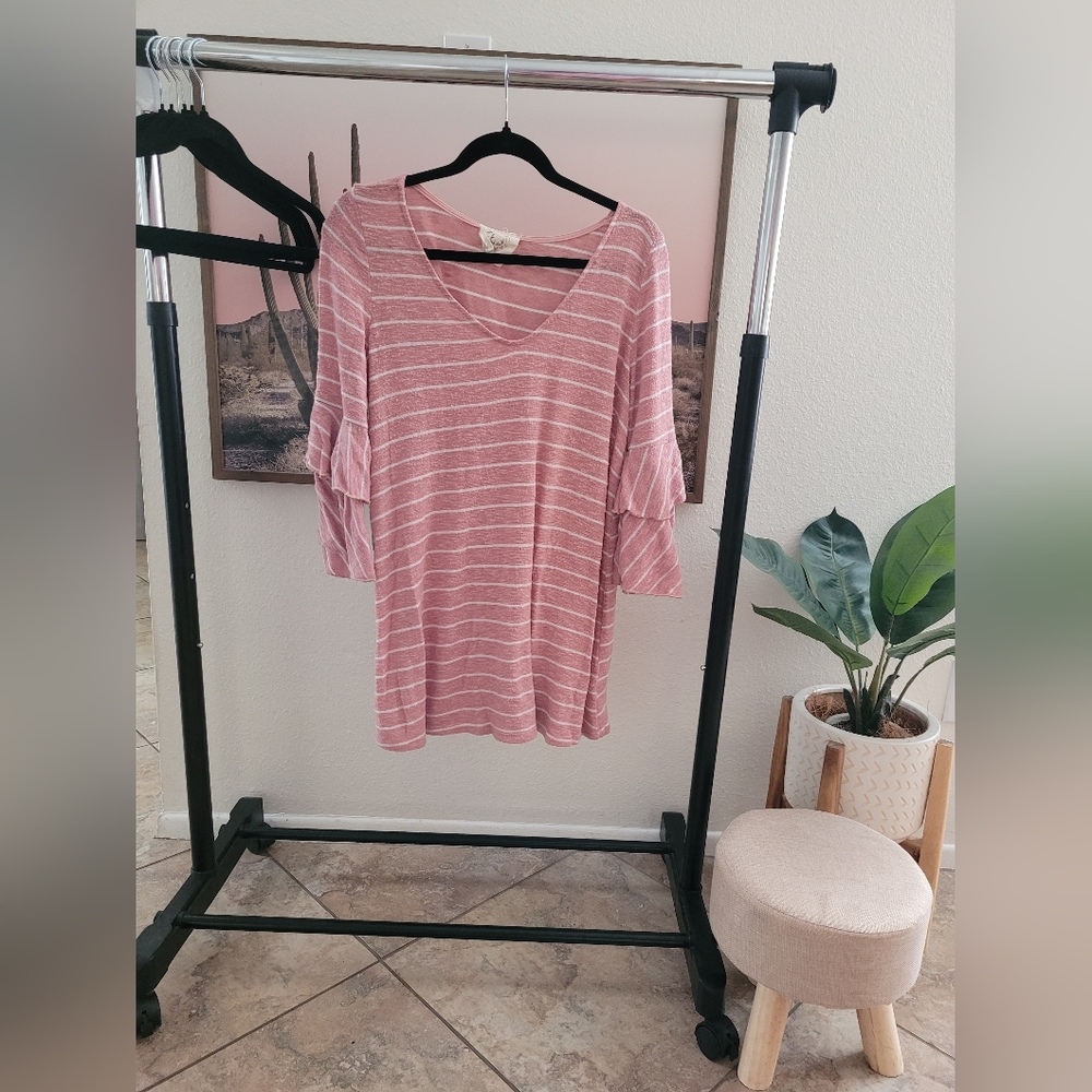 Pink 3/4 Bell Sleeve Top
